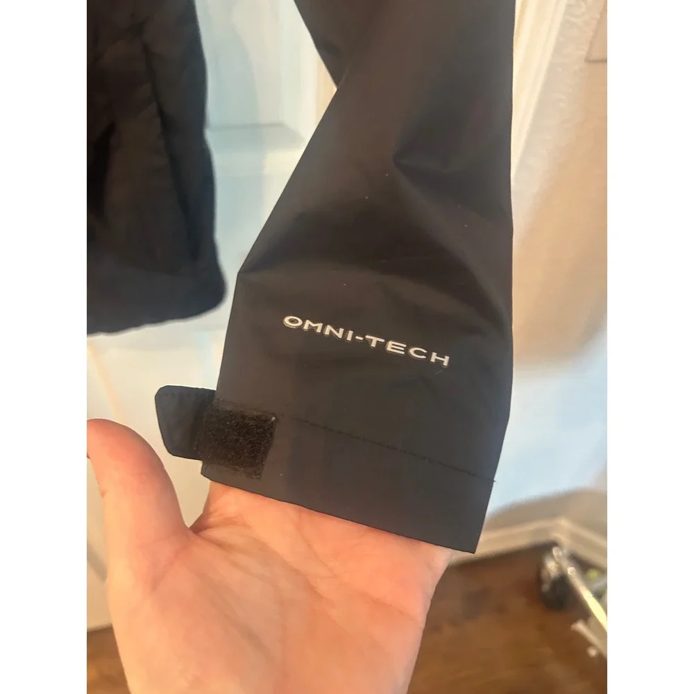 Columbia Rain Jacket Black Omni-Tech Waterproof Hooded Shell Kids M 10/12